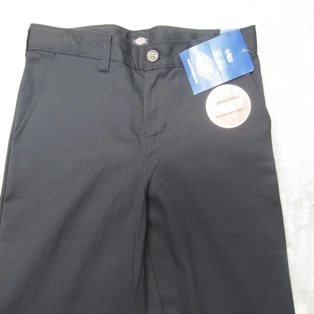 Dickies Pants Boys 12‎ Black Flex Slim Straight Flat Front Khaki Zip 26x26 NEW